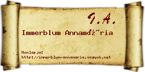 Immerblum Annamária névjegykártya